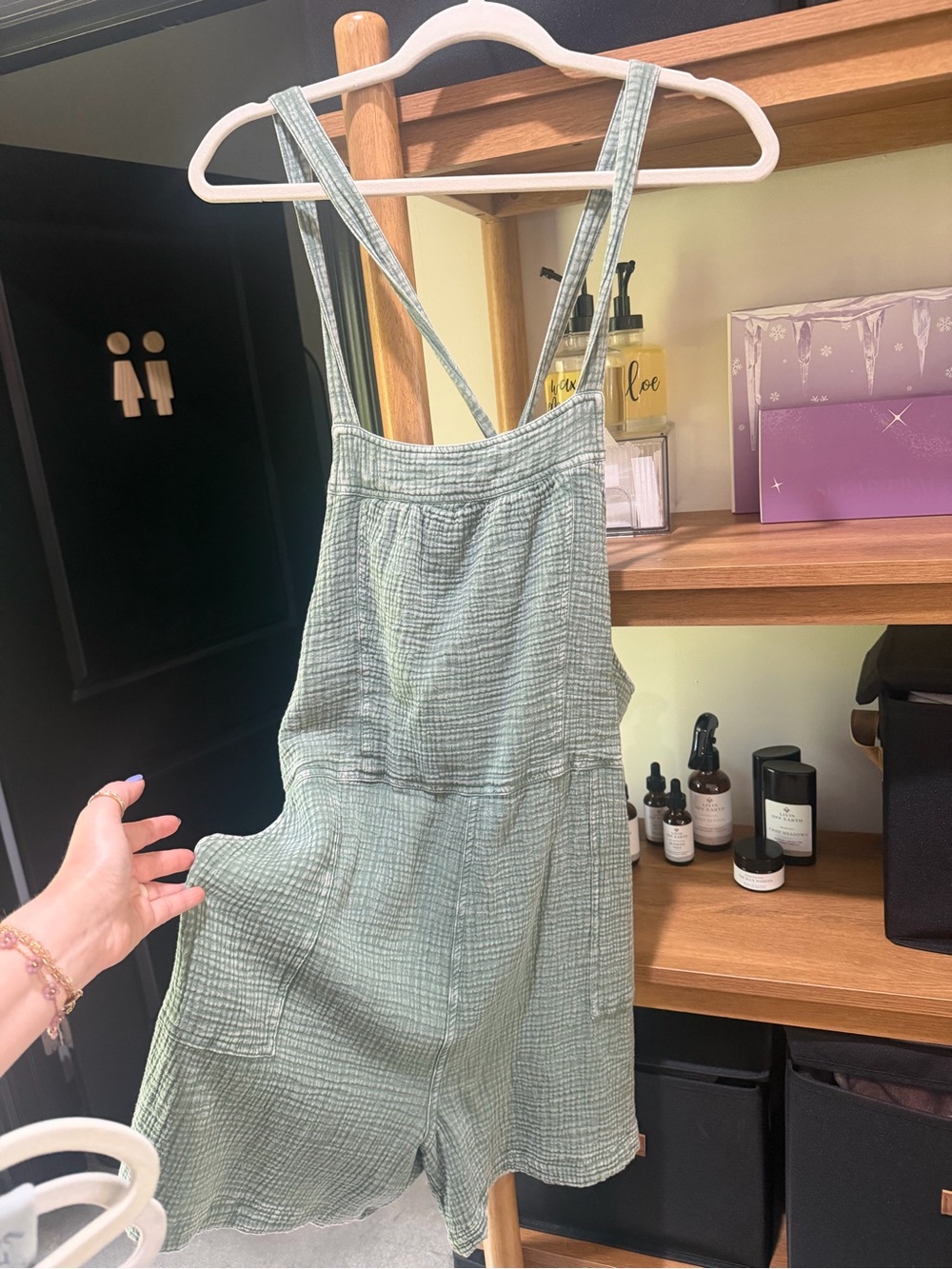 mittoshop Light Sage Green Cotton Gauze Romper